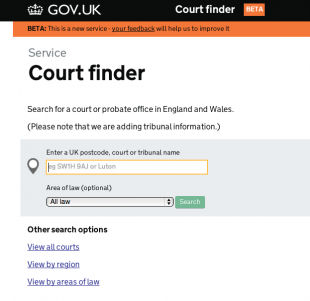 Court finder home page